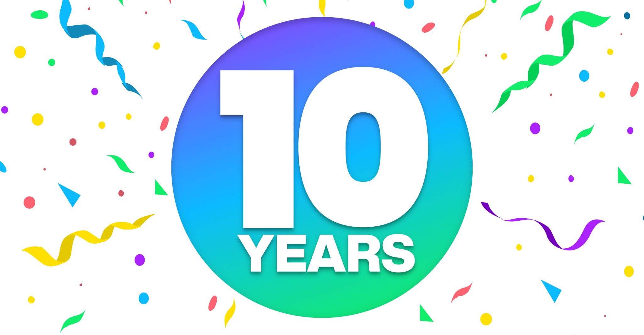 10 years of LifeStreet with confetti