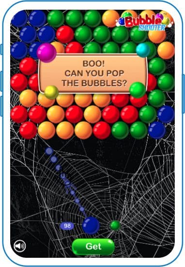 Cobwebs on bubble pop game
