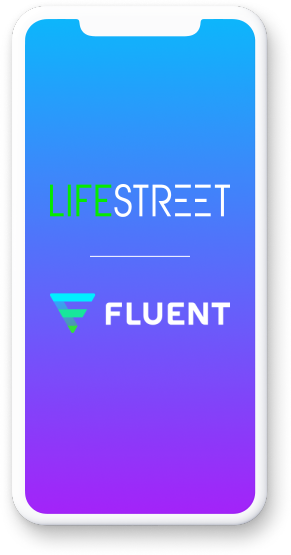 Logo of LifeStreet and Fluent on Iphone screen