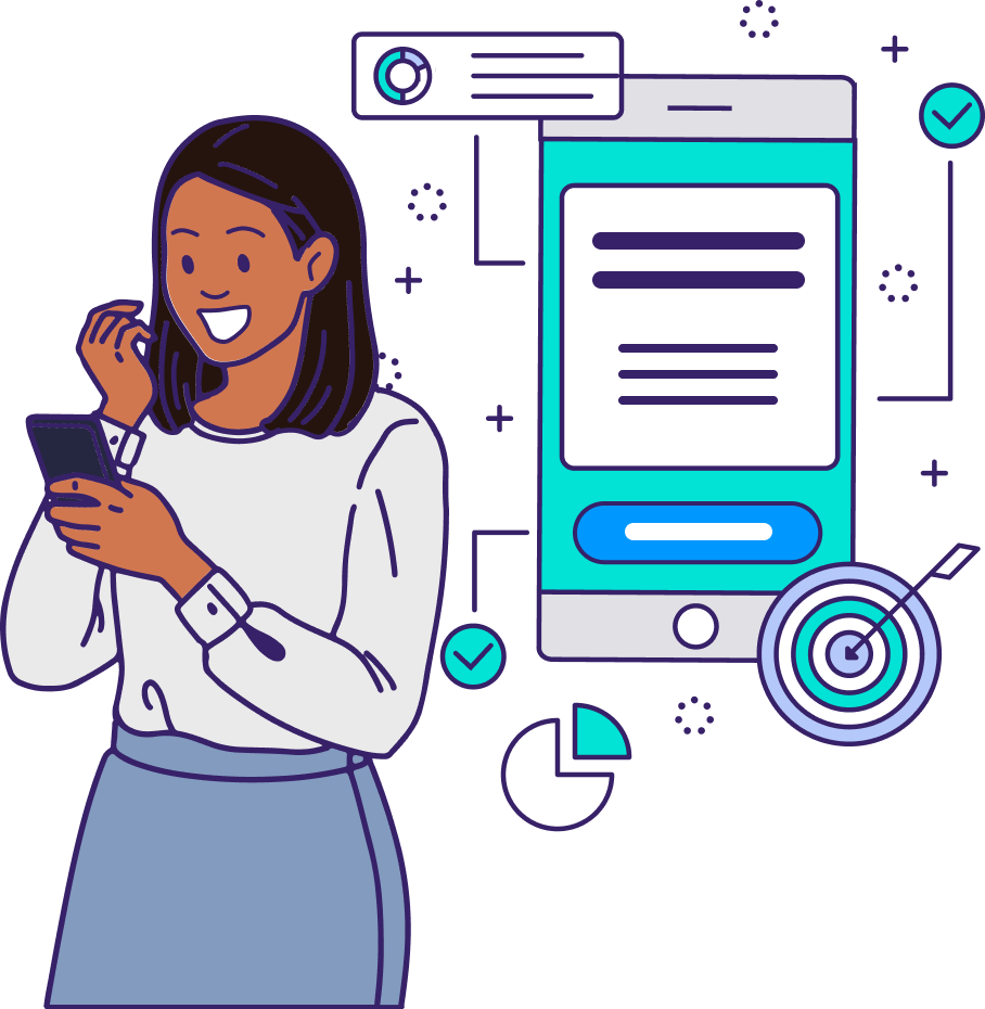 A person looking at their mobile phone. The mobile phone shows multiple tabs with graphs that pop-up. Looking at solutions for performance marketers.
